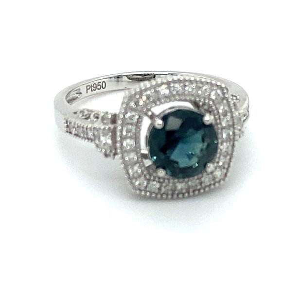 Certified Blue Sapphire 2.05ct Diamonds Platinum R - Picture 3 of 8